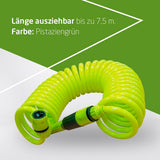 Amig - Tuyau spiralé | Fabriqué en polypropylène | Extensible jusqu'à 7,5 m | Comprend une lance d'irrigation, un adaptateur et 2 joints | Vert pistache