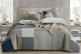 Chezmoi Collection Ensemble de courtepointe Addy Patchwork en coton prélavé léger réversible toutes saisons surdimensionné 3 pièces bleu marine blanc gris taupe courtepointes et courtepointes à carreaux Naty Shop