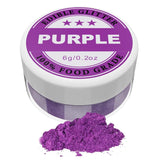 Paillettes comestibles – 6 g en poudre de colorant alimentaire pour chocolat, fraise, muffins, gâteaux, fondant (violet)