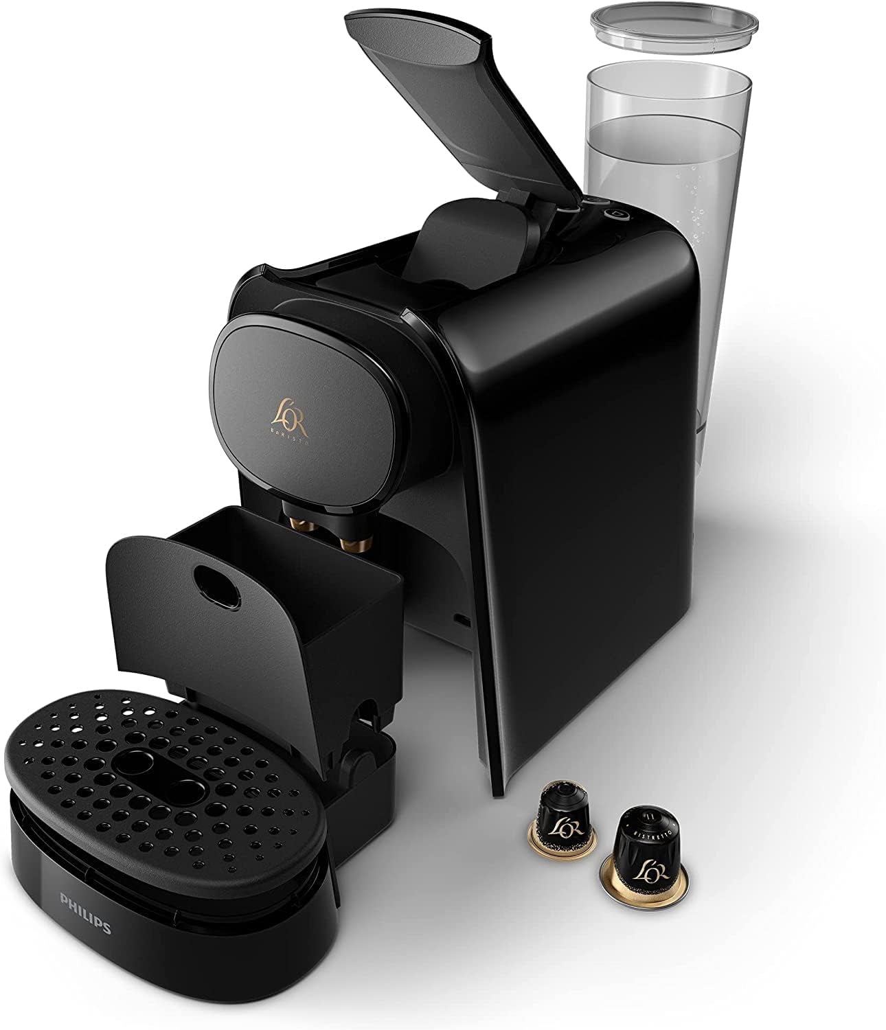 PHILIPS LM8012/60 Machine à Expresso à Capsules - Deux Doses, Double Plaisir, 1 ou 2 Tasses, Ristretto, Espresso, Lungo ou Grand Café Long, Double Capsule, Véritable Qualité Espresso, Noir Piano