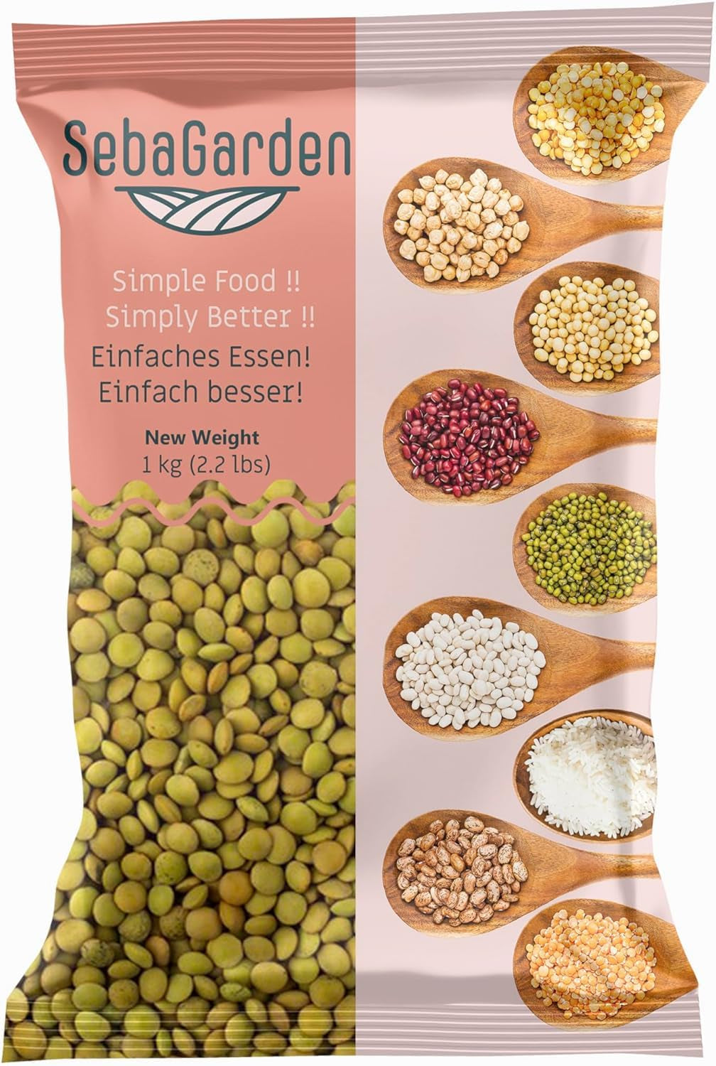 Lentilles vertes – variété Laird, paquet de 1 kg | Lentilles entières de qualité supérieure | Riche en protéines et fibres | Végétalien, sans OGM | Idéal pour les soupes, les salades, les currys et la préparation des repas