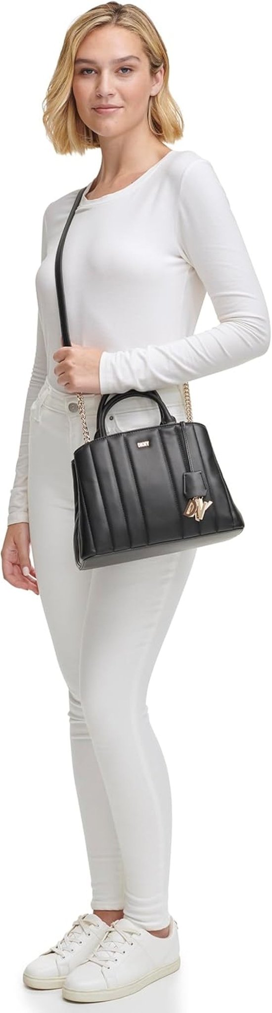 DKNY Chain Lexington Park Medium Logo Chain Satchel, Noir / Or, Taille Unique Femme Naty Shop Bags
