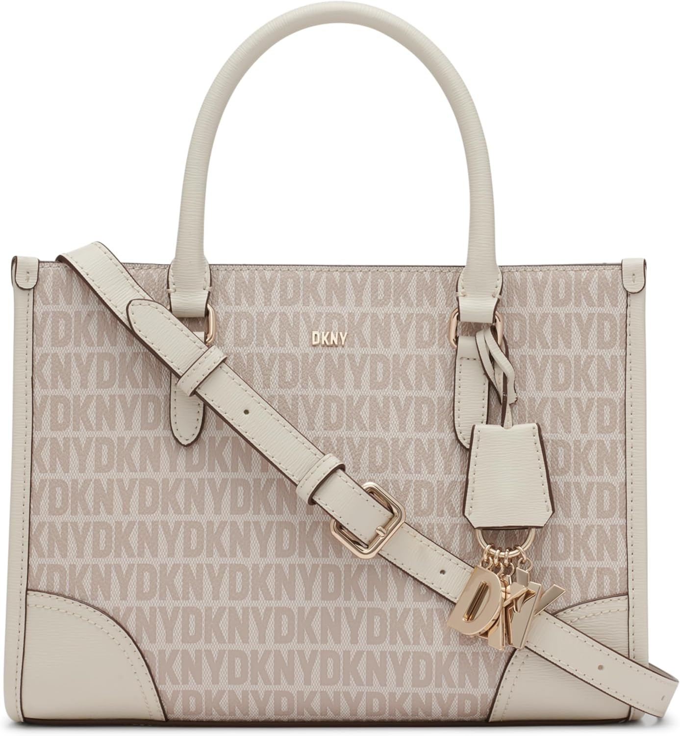 DKNY Cartable Perri pour femme avec breloque logo, taille unique Sacs pour femme Naty Shop Chanvre / Galet