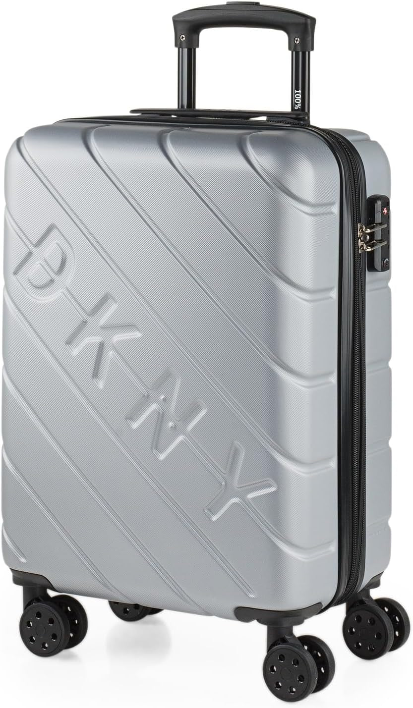 DKNY - Grande Valise 4 Roues Grande Valise Légère - Grande Valise de Voyage à Roulettes. Grande Valise de Voyage Avion Valise à Coque Rigide avec Fermeture Certifiée - Grande Valise à Roulette Argent Naty Shop Bagages & Équipement de Voyage Argent S