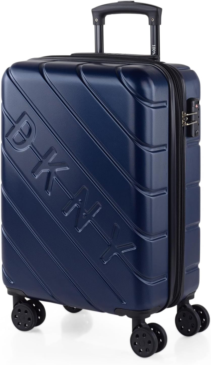 DKNY - Grande Valise 4 Roues Grande Valise Légère - Grande Valise de Voyage à Roulettes. Grande Valise de Voyage pour Avion Valise à Coque Rigide avec Serrure Certifiée - Grande Valise à Chariot Argenté Bagages et Équipement de Voyage Naty Shop Bleu Marine S