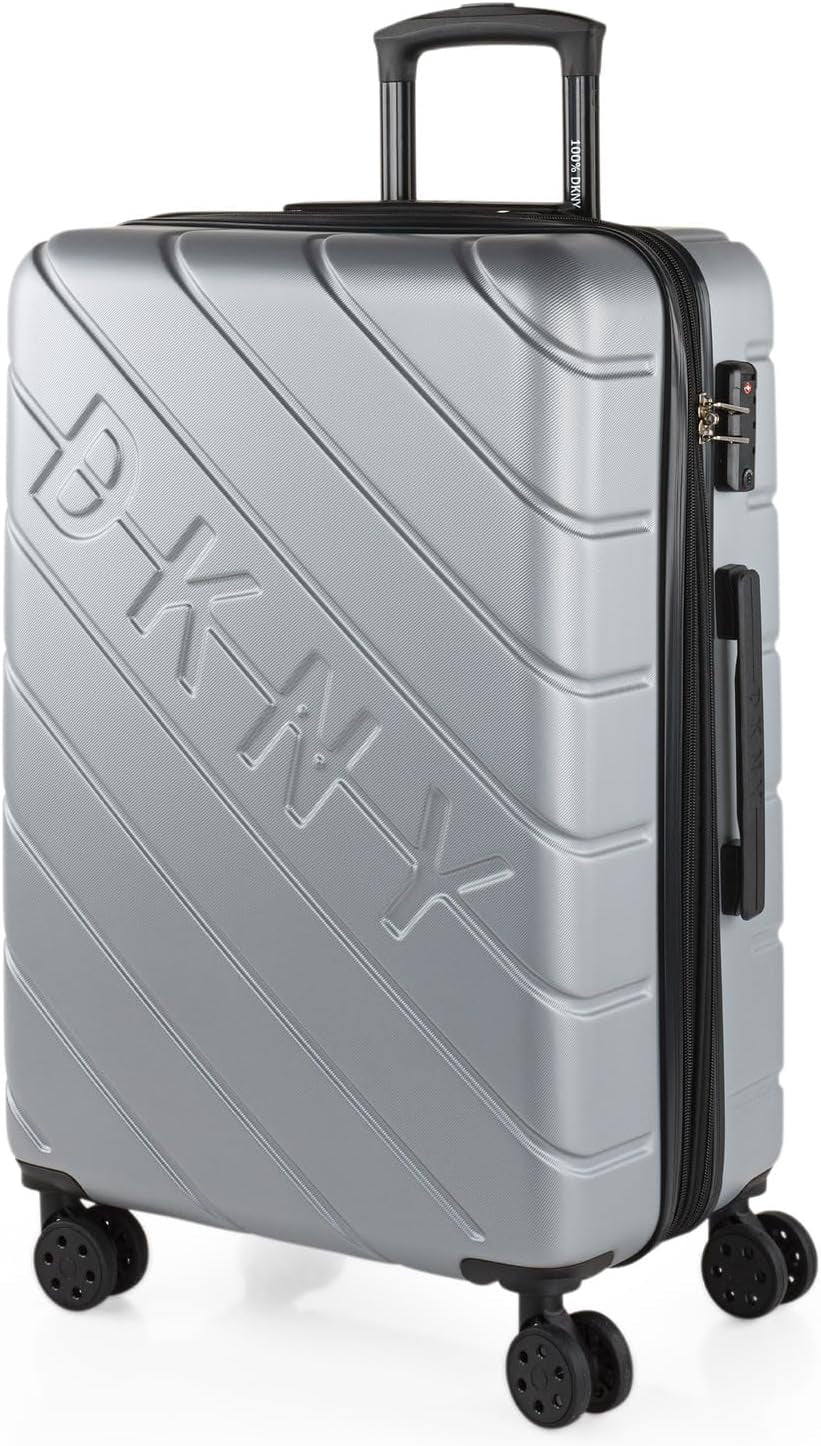 DKNY - Grande Valise 4 Roues Grande Valise Légère - Grande Valise de Voyage à Roulettes. Grande Valise de Voyage Avion Valise à Coque Rigide avec Fermeture Certifiée - Grande Valise à Roulette Argent Naty Shop Bagages & Équipement de Voyage Argent M