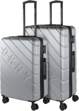 DKNY - Grande Valise 4 Roues Grande Valise Légère - Grande Valise de Voyage à Roulettes. Grande Valise de Voyage Avion Valise à Coque Rigide avec Fermeture Certifiée - Grande Valise à Roulette Argent Bagages & Équipement de Voyage Naty Shop Argent M + L