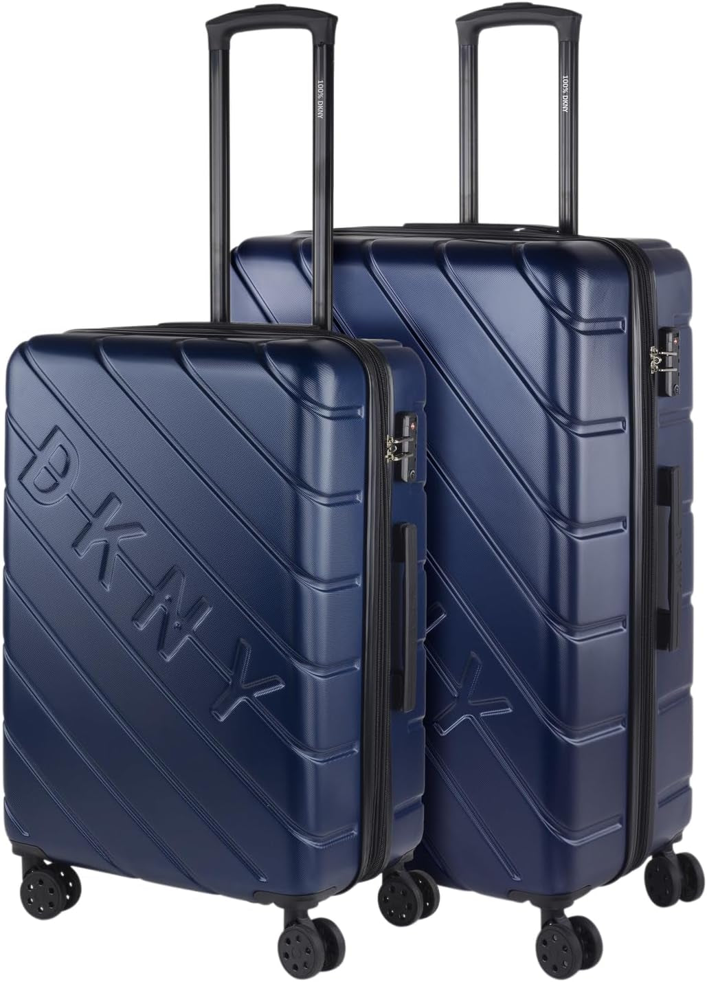 DKNY - Grande Valise 4 Roues Grande Valise Légère - Grande Valise de Voyage à Roulettes. Grande Valise de Voyage Avion Valise à Coque Rigide avec Fermeture Certifiée - Grande Valise à Chariot Argenté Naty Shop Bagages & Équipement de Voyage Bleu Marine M + L