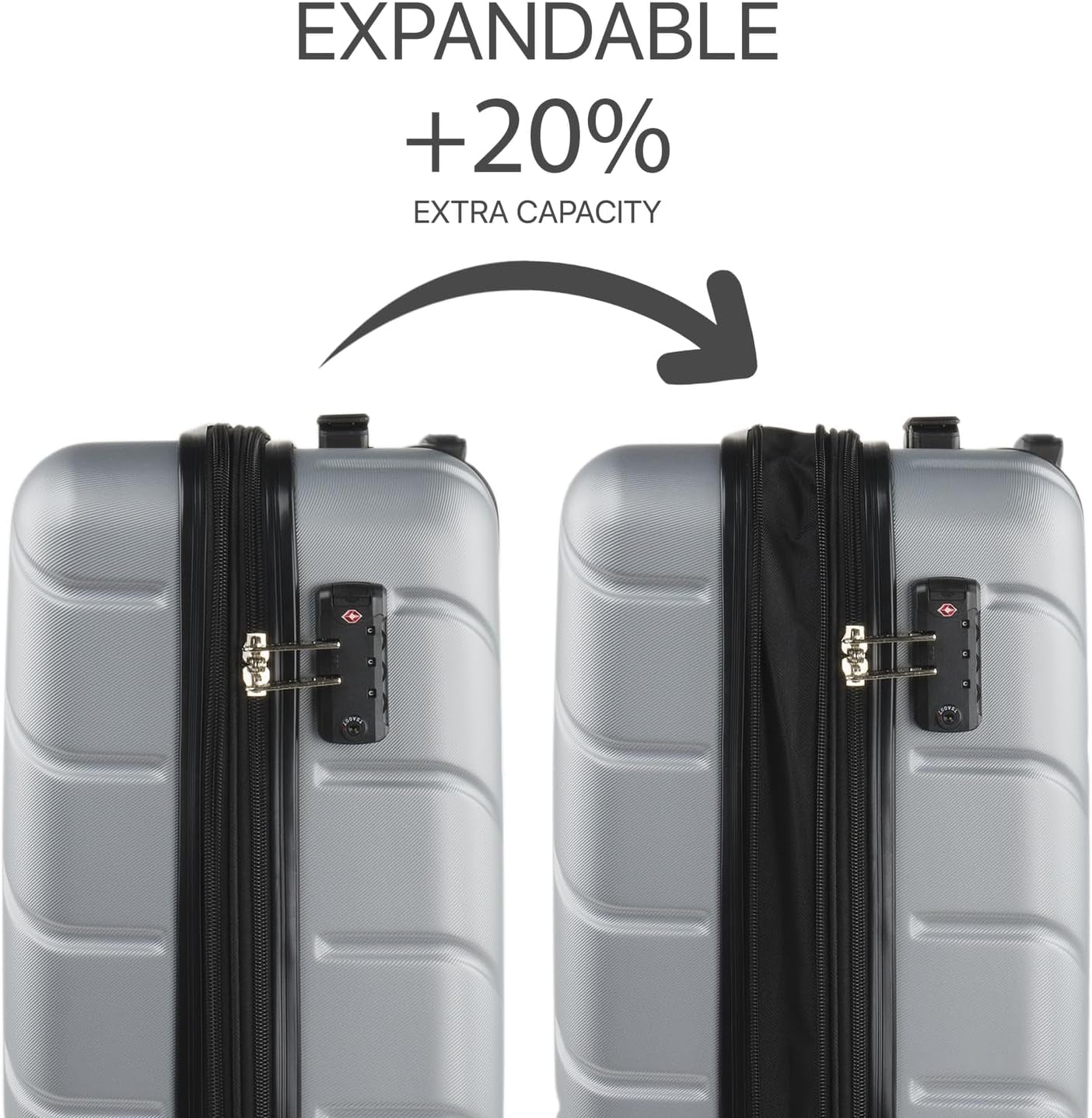 DKNY - Grande Valise 4 Roues Grande Valise Légère - Grande Valise de Voyage à Roulettes. Grande valise de voyage avion Valise à coque rigide avec fermeture certifiée - Grande valise à roulettes Argent Bagages et équipements de voyage Naty Shop