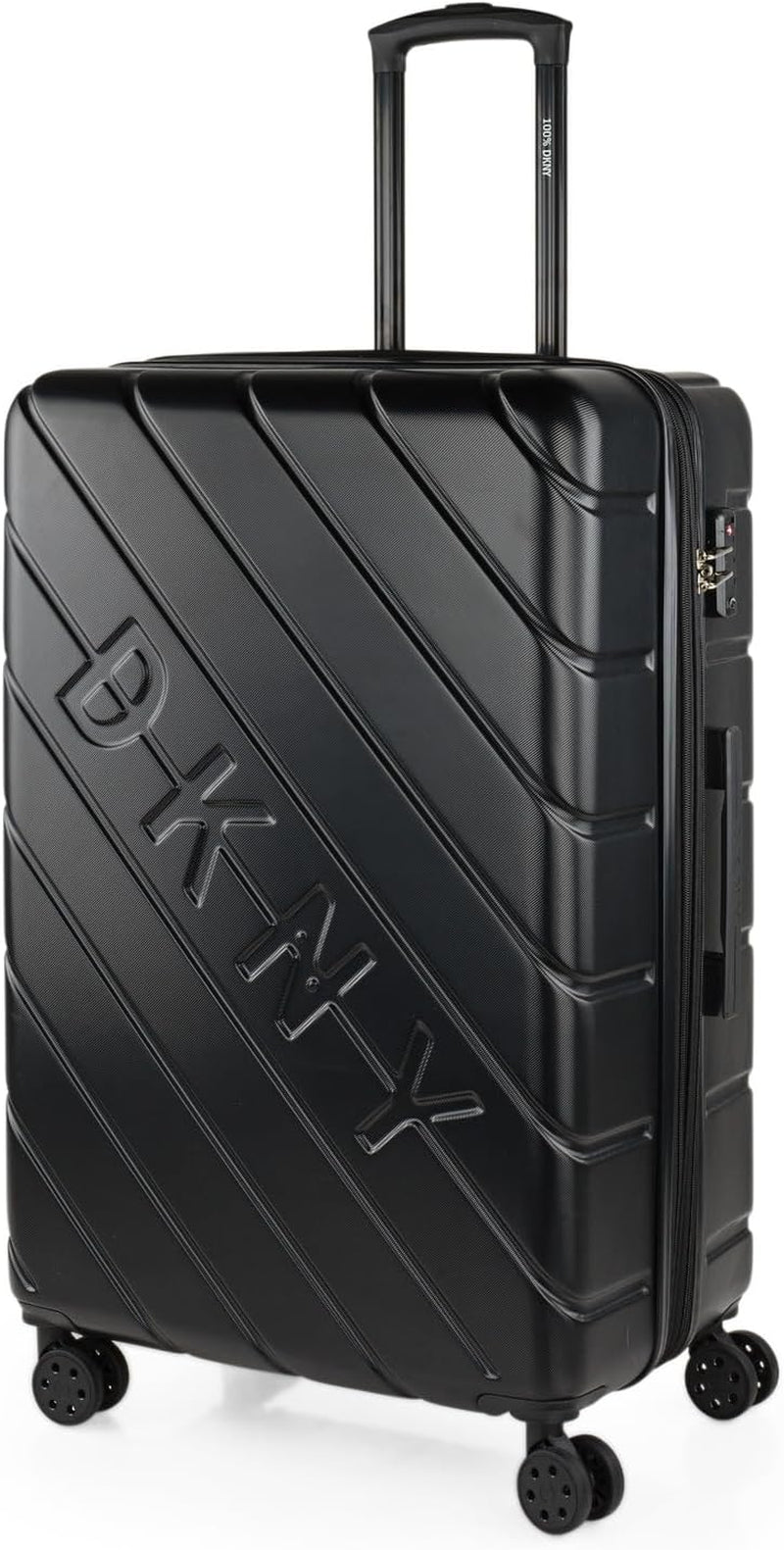 DKNY - Grande Valise 4 Roues Grande Valise Légère - Grande Valise de Voyage à Roulettes. Grande valise de voyage pour avion Valise à coque rigide avec fermeture certifiée - Grande valise à roulettes Argenté Naty Shop Bagages et équipement de voyage Noir L