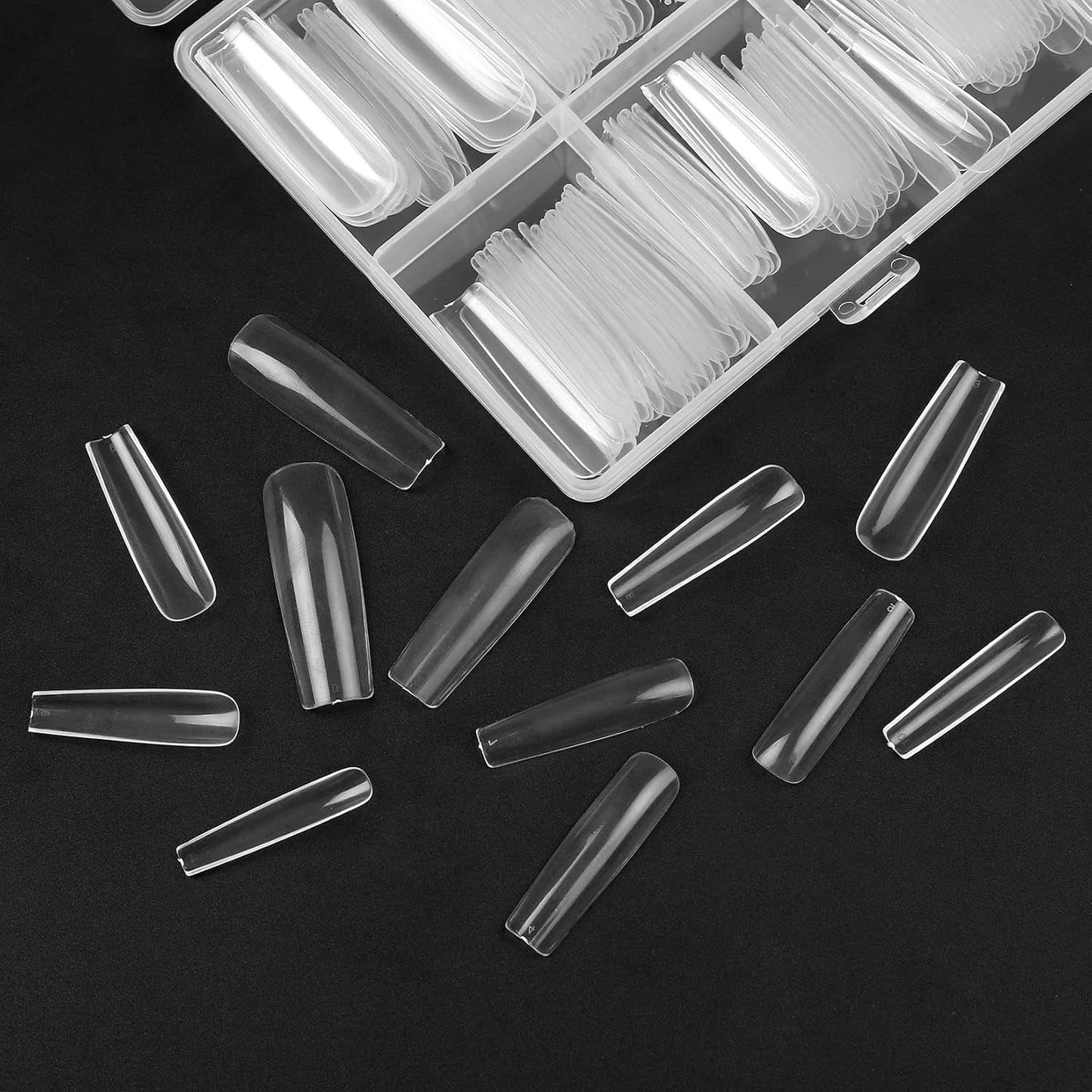 240pcs ongles artificiels clairs, faux ongles, ongles longs à couverture complète, pointes d'ongles ballerine, pointes d'ongles français à couverture complète pour manucure