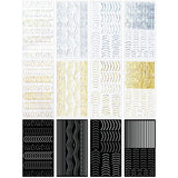 12 feuilles d'autocollants pour ongles auto-adhésifs lignes pailletées laser autocollants holographiques rayures bronze autocollants pour ongles ligne française arcs incurvés lignes ondulées autocollants pour ongles accessoires de nail art