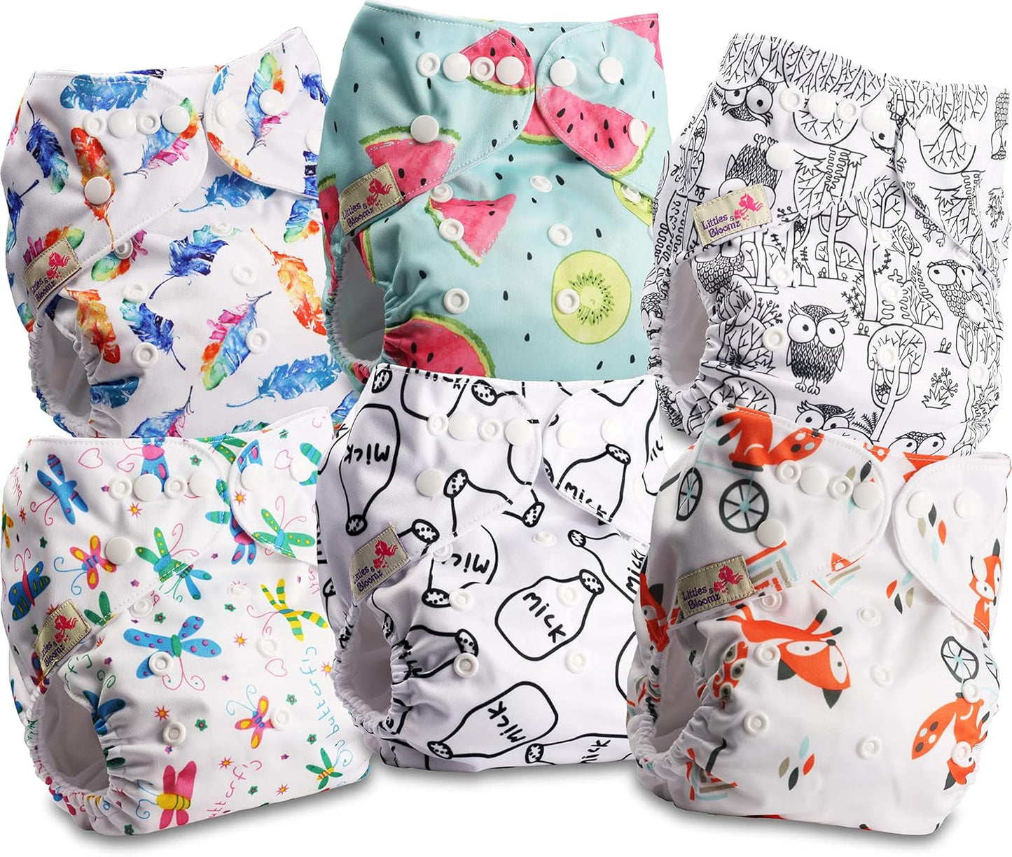 Littles and Bloomz FLP2-0406 Couche réutilisable à clip standard, 4 couches