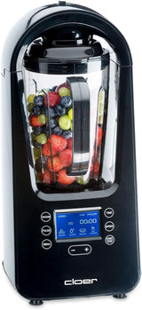 Batteur sur socle sous vide Cloer 6980 / 800 watts / 21 000 U/min. / Incl. Vorratsbehälter/Vakuumventil/Automatikprogramme/Eis-Crush-Funktion/Reinigungsfunktion/Schwarz, 1500 Millilitres Cuisine Naty Shop