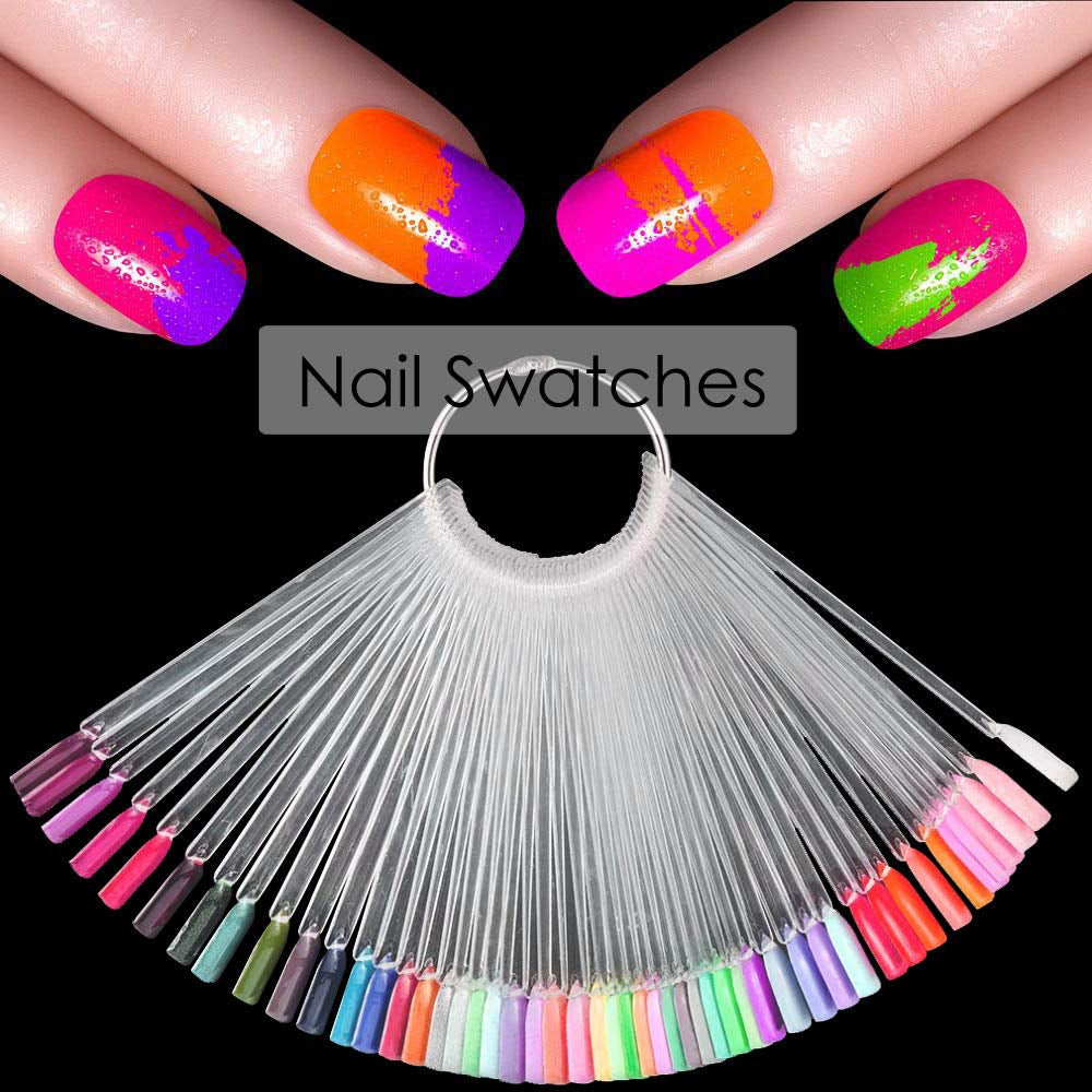 150 pièces Nail Art Tips Ring Stick, Transparent Farbe Karte Platten Nagelleck Display Ring Sticks, Nagel Salon Übungen Display Nail Tips