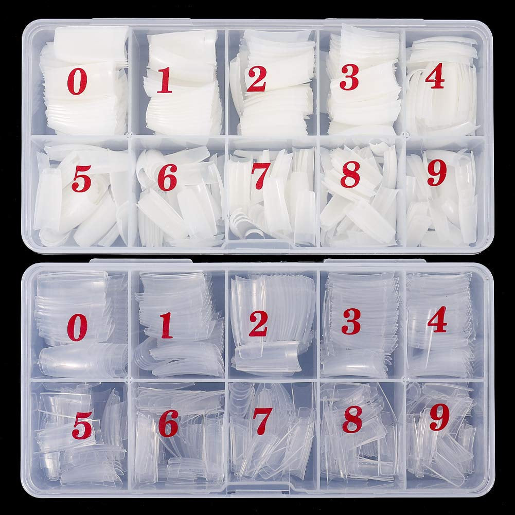 1000 pièces faux ongles 10 tailles pointes d'ongles naturels pointes d'ongles français artificiels pointes d'ongles artificiels faux ongles conseils boîte conseils d'art pour femmes filles