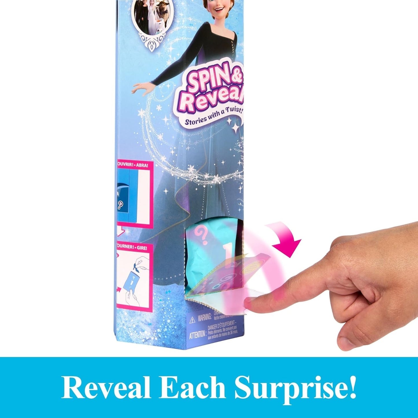 Mattel Disney The Ice Queen Anna Fashion Doll Set, Spin & Reveal avec 11 surprises, dont 5 accessoires, 5 autocollants et une scène de jeu, inspirée du film Disney, HXD27 Naty Shop Dolls
