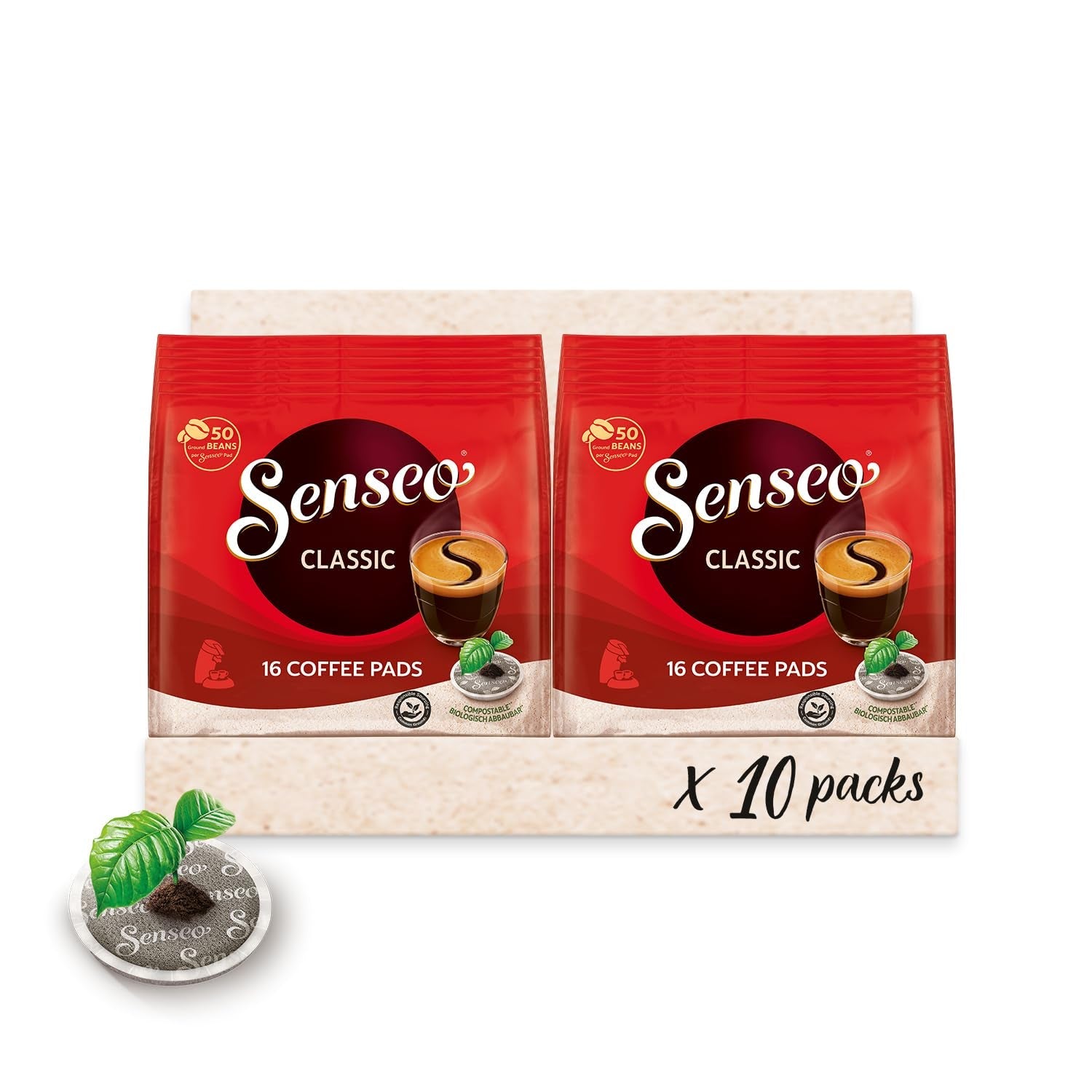 Classic Pads, 10 x 16 Getränke, 160 dosettes de café, y compris Pad Dose