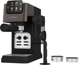 Machine à expresso porte-filtre GRUNDIG KSM 5330 avec réservoir à lait intégré, puissance 1628 W, pression de pompe 15 bar, double buse, écran tactile couleur, BrewSense, CreamyPro, acier inoxydable foncé/noir