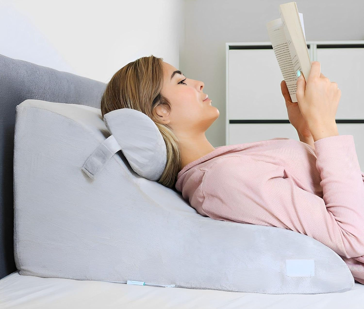 Oreiller de lecture en mousse à mémoire de forme | Pernă ergonomică pentru spate și pană pentru pat, canapea și canapea | Oreiller de soutien orthopédique pour les maux de dos et les tensions