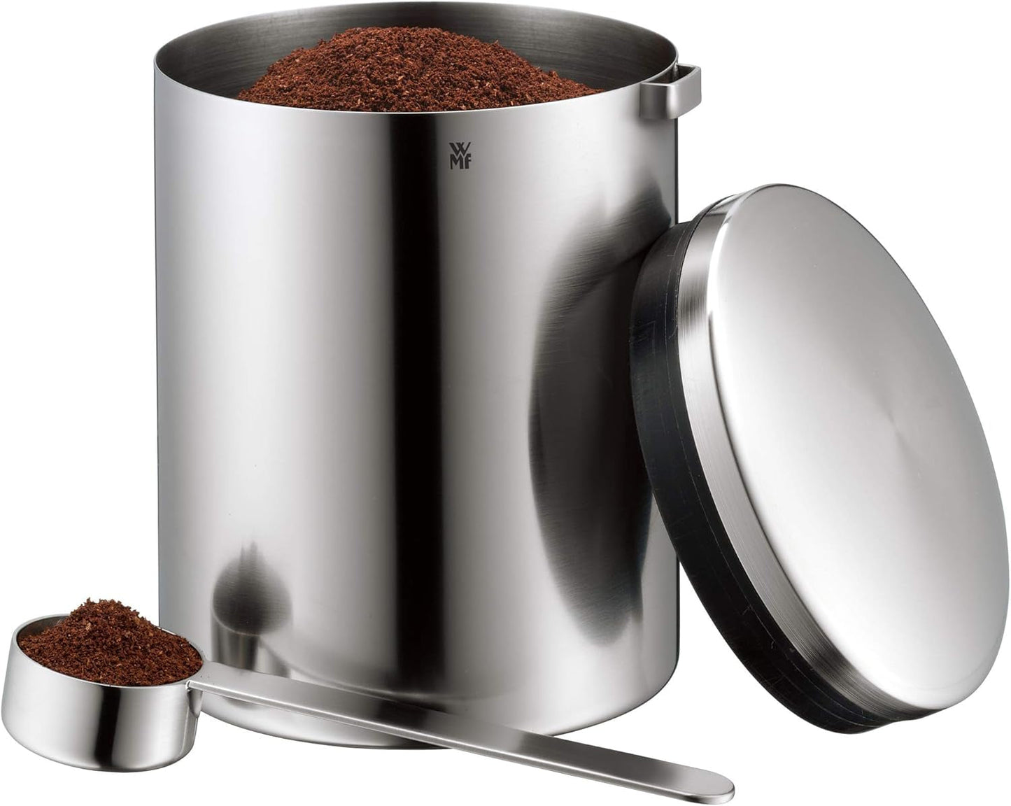 Boîte à café cuillère à café WMF Kult Cromargan en acier inoxydable avec finition mate 500 g et pot de conservation en verre de 1 litre Depot lavable au lave-vaisselle Boîtes de conservation des aliments Naty Shop