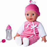 Simba 105140489 - Poupée Laura Baby Talk, poupée au corps doux de 38 cm avec des yeux endormis dans une jolie combinaison, 24 sons de bébé, poupée de jeu, poupée bébé, à partir de 2 ans