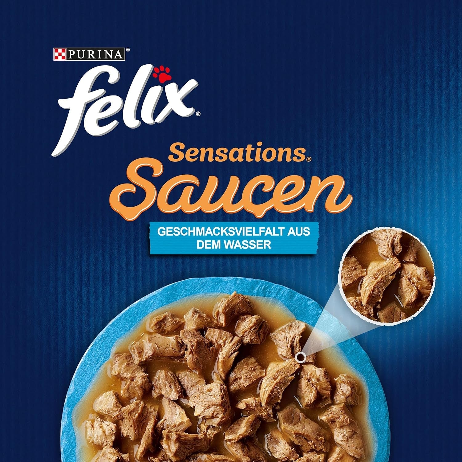 Felix Sensations Sauces Nourriture humide pour chat, mélange de poissons assortis, paquet de 6 (6 x 12 sachets de 85 g chacun)