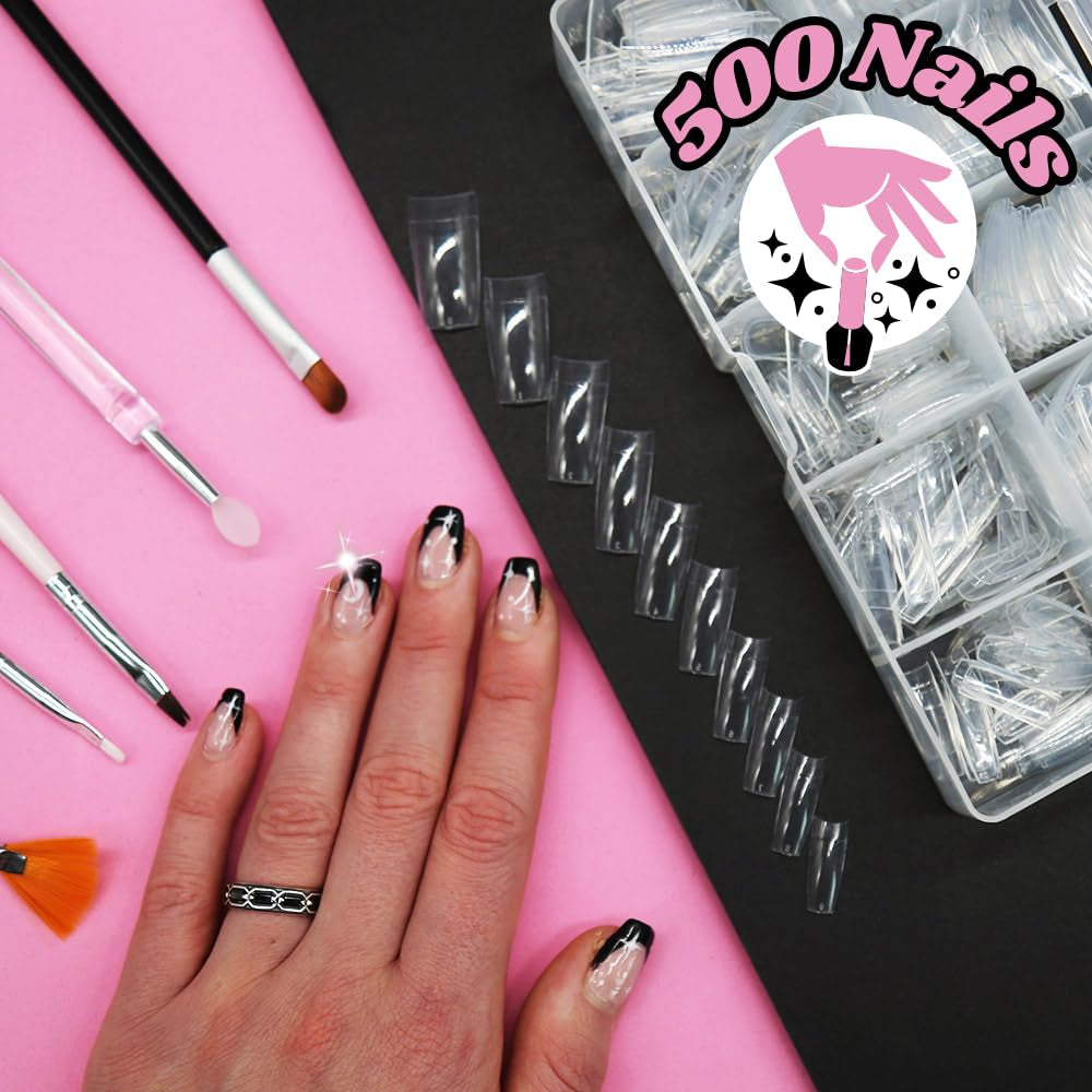 TRIXES 500 pcs Gel Ongles Conseils Ongles Français Clair Acrylique Conseils pour DIY Manucure 10 Modèles Différents