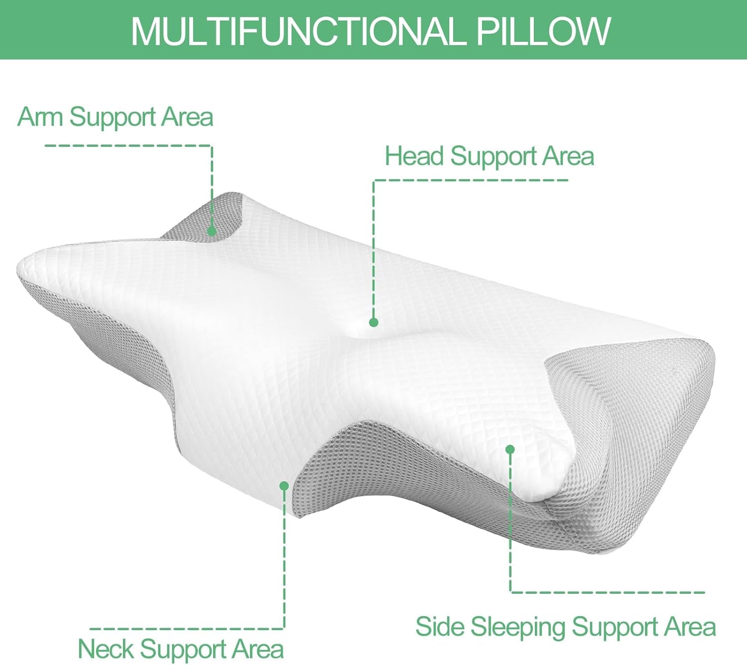 Oreiller orthopédique, Oreiller pour douleurs cervicales, Oreiller en mousse à mémoire de forme, Oreiller orthopédique pour le cou, Oreiller orthopédique pour dormir, Oreiller orthopédique pour le soutien du cou, Pièces d'oreiller anti-ronflement Oreillers orthopédiques cervicaux Naty Shop