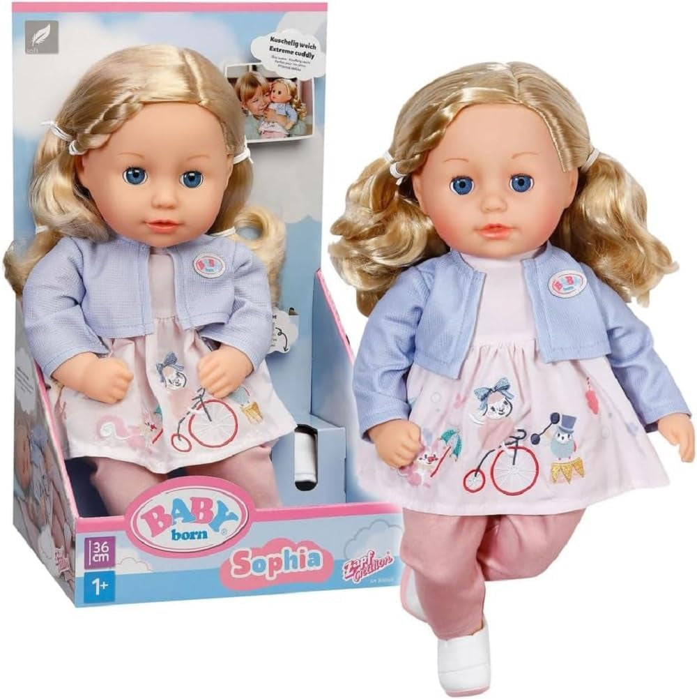 BABY born Sophia Rose - Poupée douce 36 cm - Poupée aux cheveux blonds de haute qualité et aux yeux endormis - Convient aux enfants à partir de 1 an