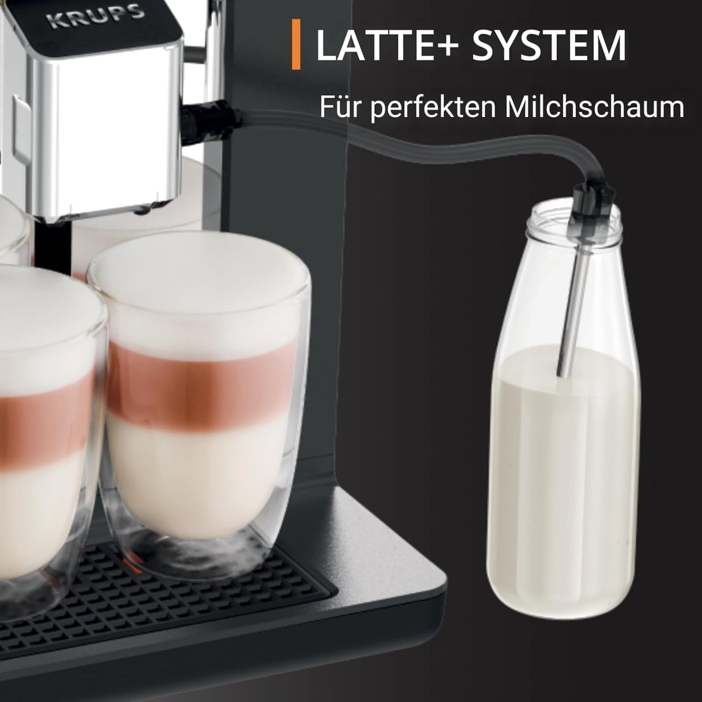 Machine à expresso automatique KRUPS Evidence One avec tuyau à lait, cappuccino à une touche, 12 boissons spéciales, fonction 2 tasses, écran couleur, machine à expresso, certificat TÜV, noir, EA895N10