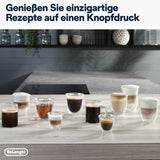 De'Longhi Magnifica Evo Next - Expresso entièrement automatique Perfetto avec mousseur à lait LatteCrema, 13 boissons à une touche, cafetière et cappuccino, écran tactile couleur, titane (ECAM312.80.TB)