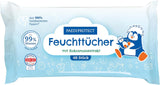 PAEDIPROTECT Lingettes humides pour bébé 1 x 10 pièces Lingettes humides à l'eau pour bébé sensible 99 % d'eau sans parfum Bébé et enfants Peau délicate Extrait de noix de coco Sans microplastique végétalien (paquet de 5)
