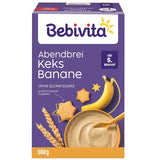Bouillie du soir aux biscuits et bananes (4x500g), bouillie de lait à partir de 5 mois, sans sucre ajouté, avec minéraux et vitamines précieux, très nourrissante