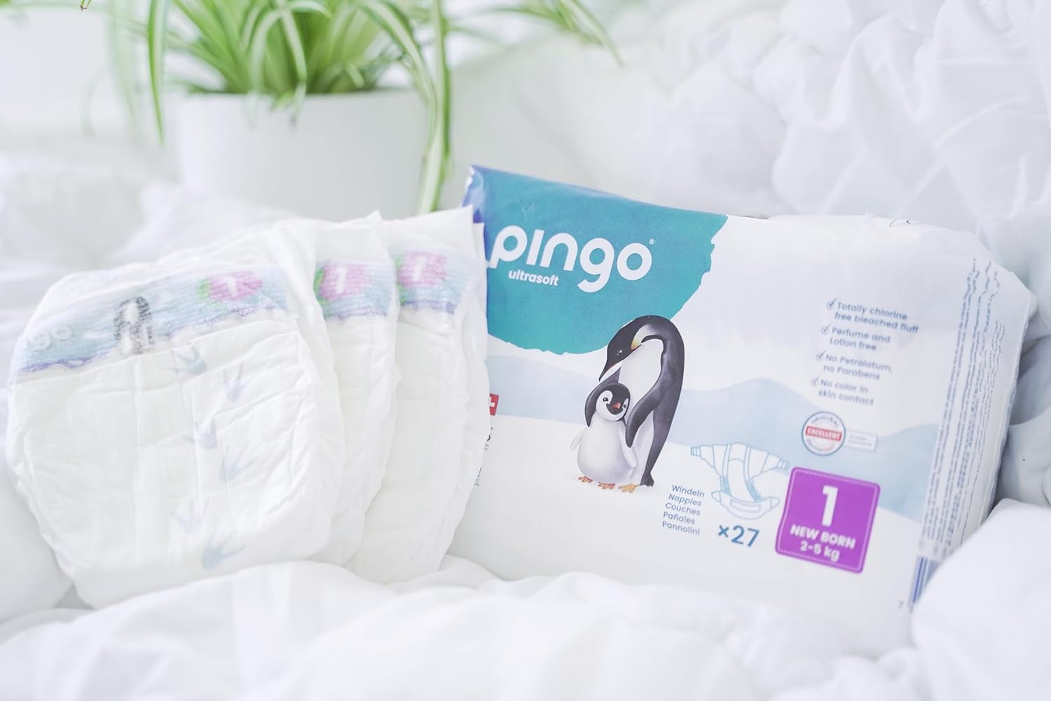 Couches bio taille 1 nouveau-né (2-5 kg), 1 sachet de 27 couches