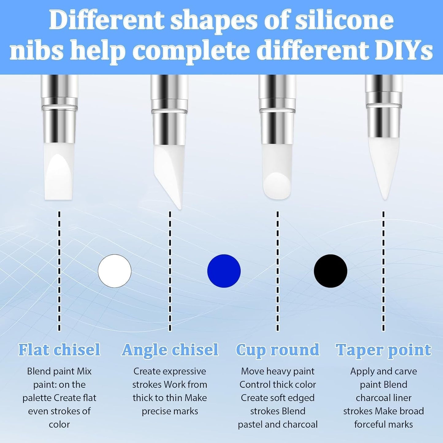 3 pièces Nagel Pinsel Silicone, Nagelkunst Skulptur Stift, Double Köpfe DIY Maniküre Werkzeug, Strassstein Picker, Gel Schnitzen Pinsel For Design, Shaping Drawing Carving Nagelfolie