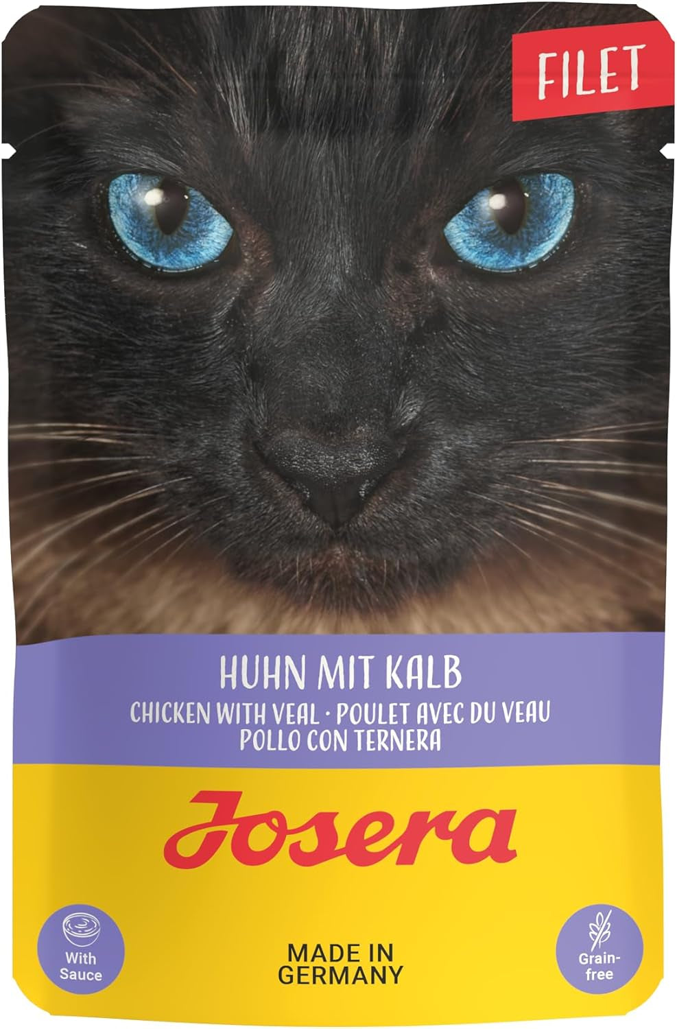 JOSERA Filet de poulet et de veau (16 x 70 g) | Adulte | Nourriture humide premium pour chats adultes | Poulet et veau avec 40% de filet de poulet | Pas de céréales | Nourriture humide pour chat dans un sachet fraîcheur | Paquet de 16