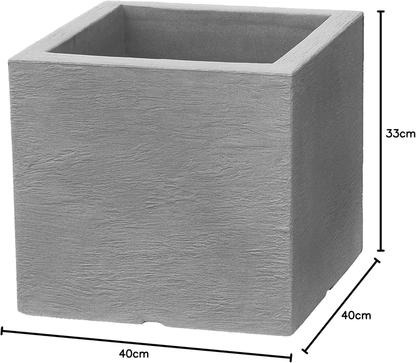 Pot Dehner Palermo, env. 40 x 40 x 33 cm, plastique, gris