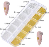GZMAYUEN Nail Art Perles Micro Caviar pour Nägel, 0.3-3Mm Argent Doré Mini Caviar Strasssteine, Weiß Beige Mini Nägel Perlen Microperlen Décoration pour Nägel
