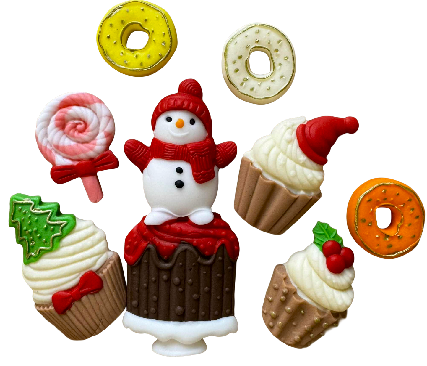 Lot de 8 décorations comestibles, Décorations de Noël de Sugar Paste Nati Shop