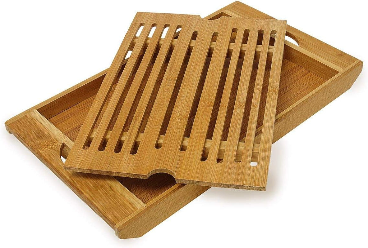 Corbeille à pain roulante Relaxdays avec tiroir, bambou, HxLxP : 21 x 40,5 x 28 cm, planche à découper en bois, naturel & bambou env. 3 x 37 x 21,5 cm Planche à découper avec ramasse-miettes pour un nettoyage facile naturel Boîtes de conservation des aliments Naty Shop