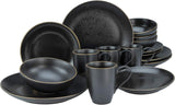 CreaTable, 22699, série Industrial Gold BLACK, service de table 16 pièces pour 4 personnes, service combiné en porcelaine, passe au lave-vaisselle et au micro-ondes, fabrication de qualité