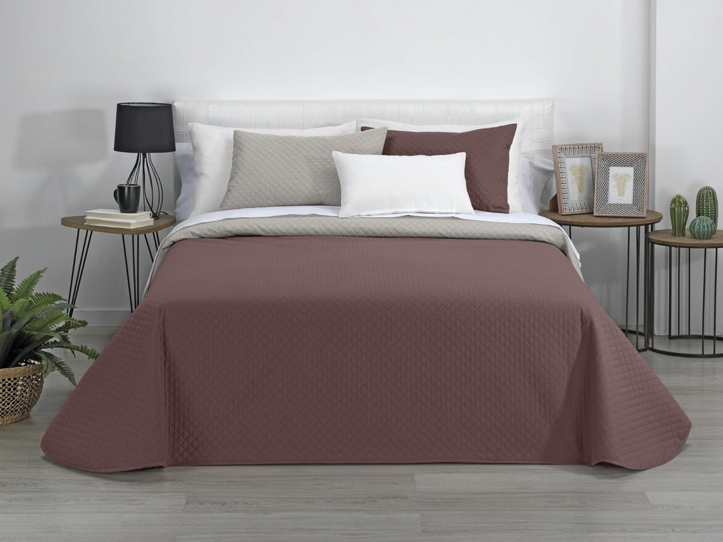 Estoralis | AVA | Courtepointe boutique réversible | Pour toutes les saisons | Couleur - Beige/Marron | Pour lit de 105 cm. (200 X 270 Cm. Ancho X Alto) | Quilt matelassé Quilts et quilts Naty Shop Titre par défaut