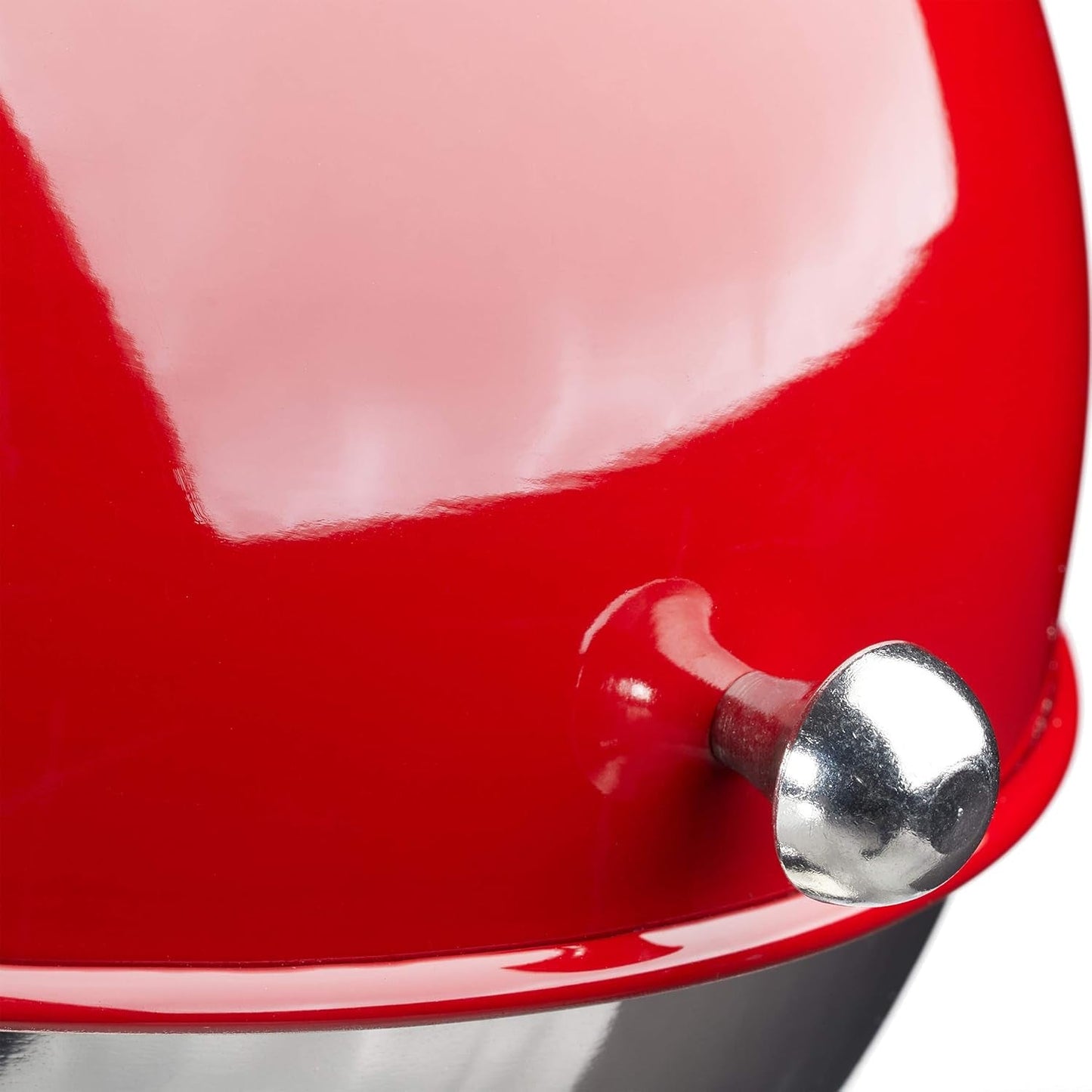 Relaxdays Sucre et Bonbons Bonbons Sucrier Boule Rouge 1pc Couvercle Rouleau Inox Poli