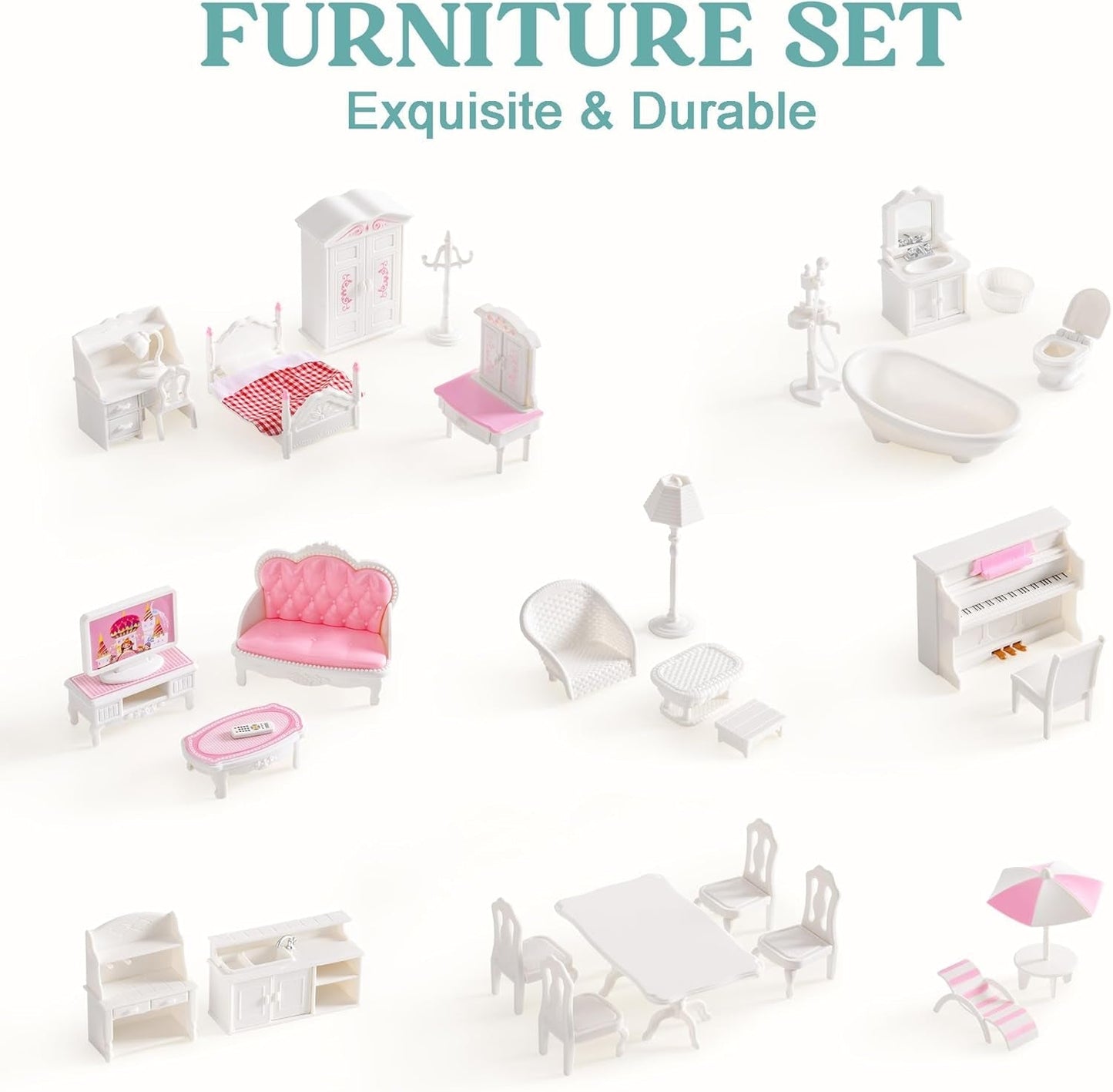 Maison de poupée en bois avec meubles et accessoires, maison de jeu pour filles, jouets de salle de jeux pour enfants, maisons de poupées, boutique Naty