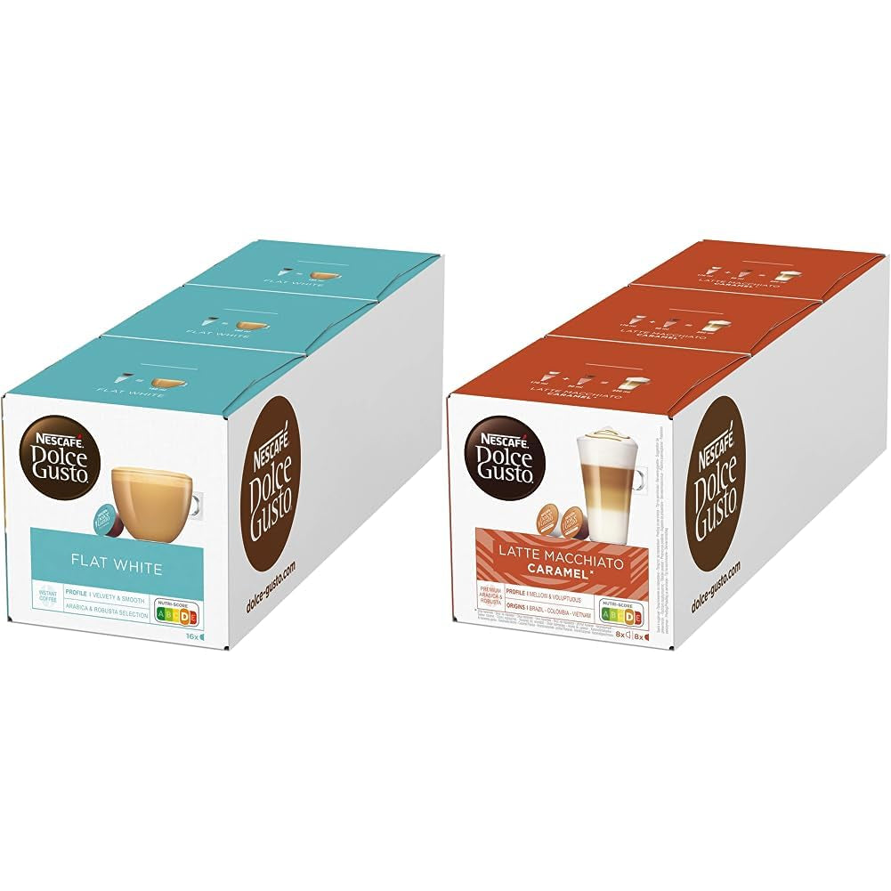 Flat White, 48 cafés, Arabica et Robusta Bohnen & Latte Macchiato Caramel, 48 cafés