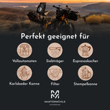 Grains d'espresso Martermühle Bike 500g Strong | Arabica/Robusta | Saveurs : Noix de macadamia, chocolat au lait | Grains d'espresso entiers légèrement torréfiés, faible acidité