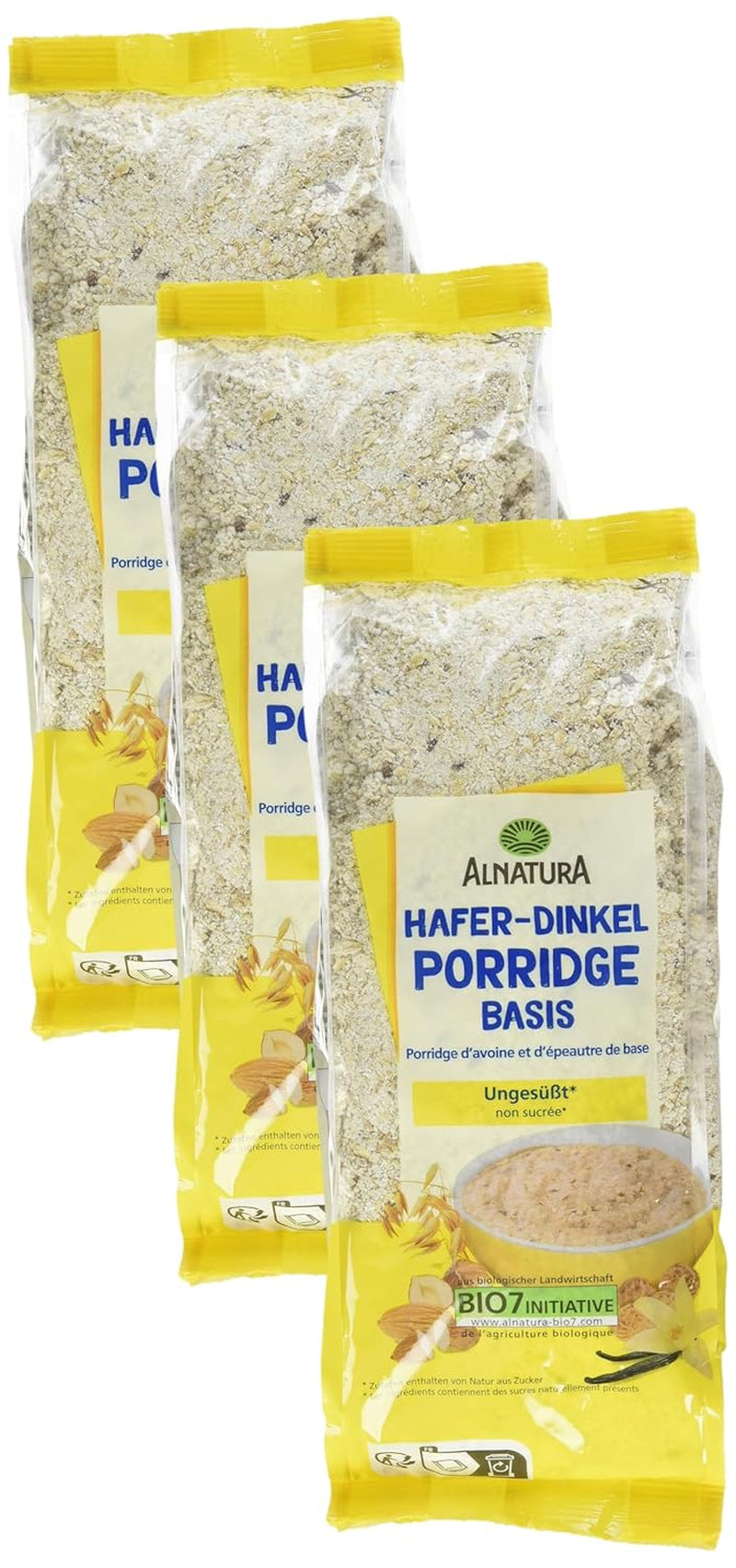 Base de bouillie d'avoine et d'épeautre bio, 500g (paquet de 3)