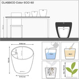 Jardinière LECHUZA Classico Couleur ECO 60 Gris Foncé | Jardinière avec système d'arrosage et indicateur de niveau d'eau | Fabriqué à partir de plastique 100 % recyclé | Finition mate | Ø60 x 55,5 cm | 18955
