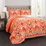 Couette Lush Decor Clara, coton, turquoise et mandarine, Full/Queen Couettes et quilts Naty Shop Orange Full/Queen